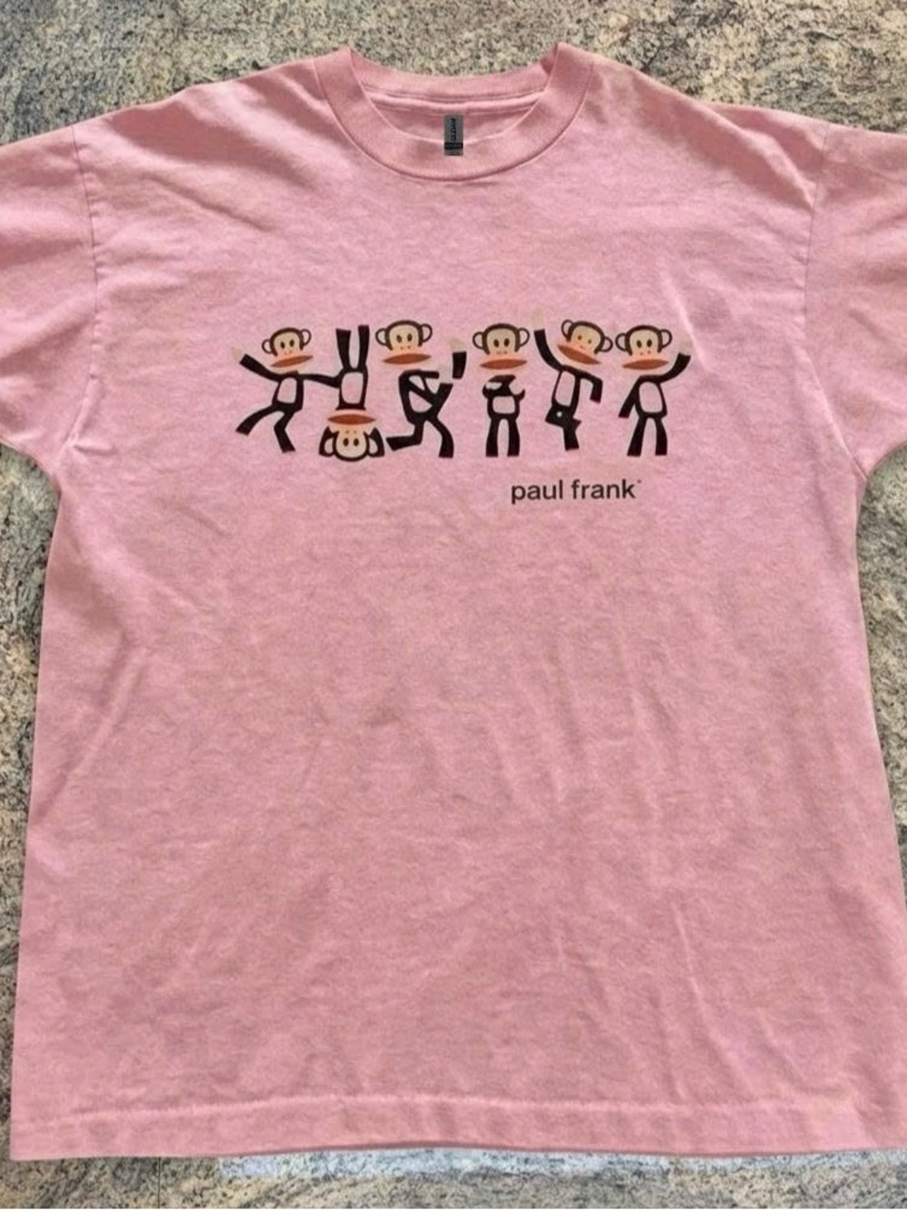 Gildan Paul Frank Pink Short Sleeve Tee with Monkey Graphic